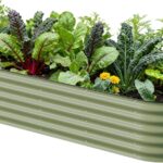 Vego garden Raised Garden Bed Kits, 17″ Tall 9 in 1 8ft X 2ft Metal Raised Planter Bed for Vegetables Flowers Ground Planter Box-Olive Green